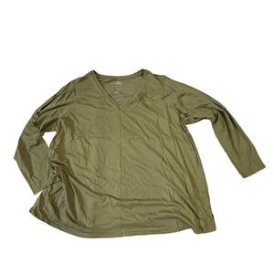 LOLO PRINCIPLES Olive Green V-Neck Long Sleeve Tunic Top Plus‎ Size 2X